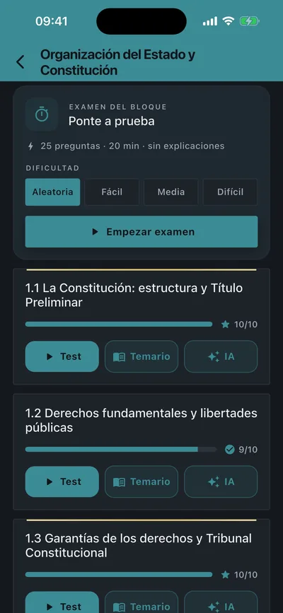 El temario, tema a tema y con tu nota